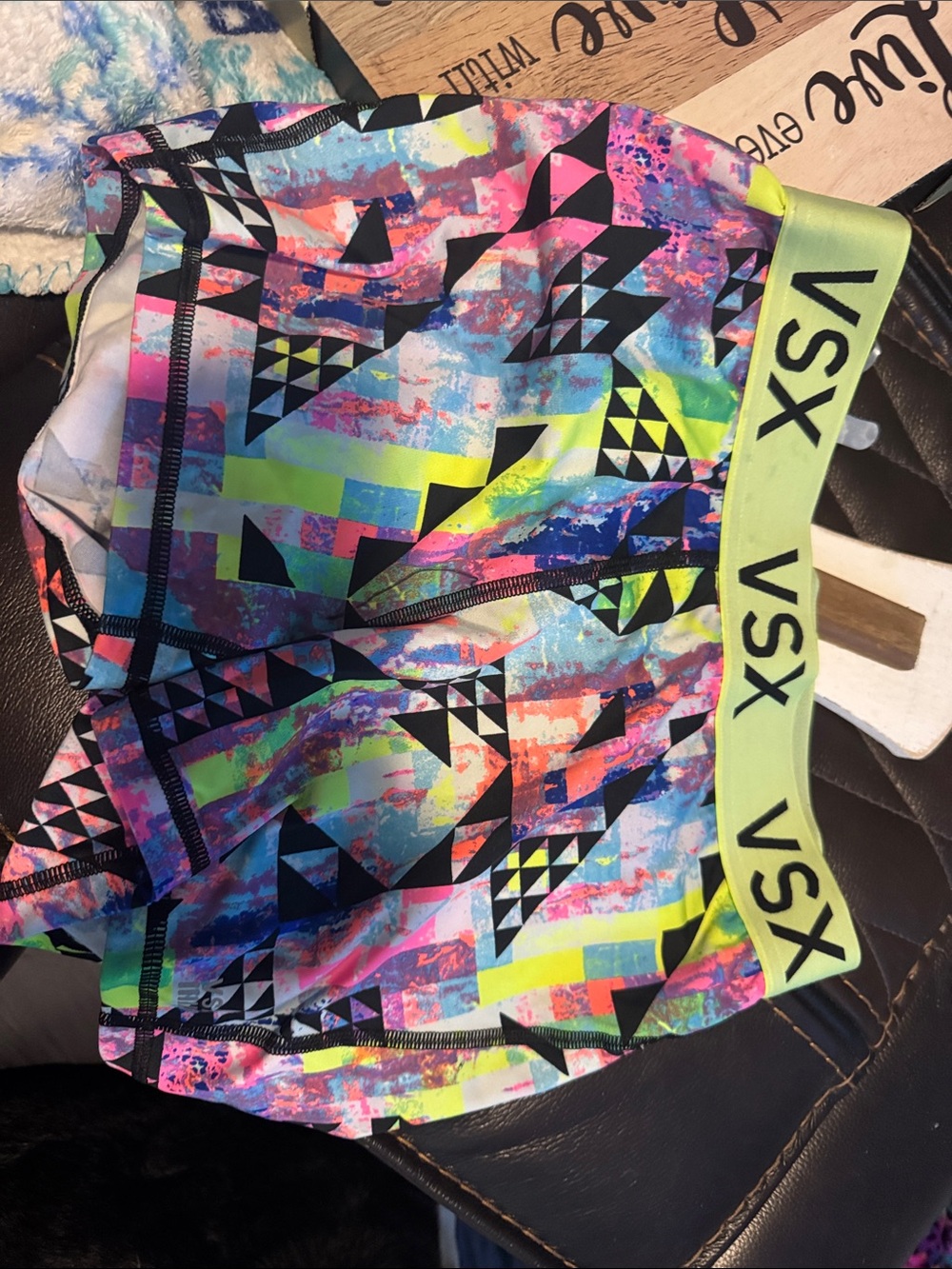 VSX Men's Neon Geo-Print Athletic Shorts